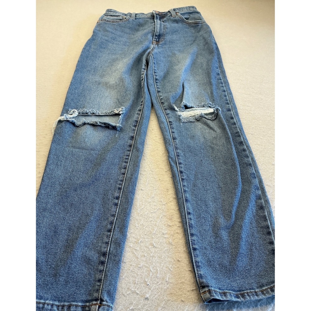 Celebrity Pink Distressed Straight Leg Jeans Size 5/27 Blue High Rise Denim